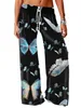 Women's Pants Capris Spring Summer Butterfly Print Pants Women Korean Popular Clothes Y2k Pants Casual Loose Strtwear Wide Leg Trousers Chic Y240429