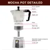 Setler Moka Pot İtalyan Kahve Hine Espresso Alüminyum Geyser Kahve Makinesi Kettle Latte Soba Klasik Kahve Bacakları Barista Aksesuarları