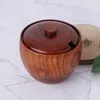 Bouteilles de rangement en bois japonais pot de sel en pot avec couvercle pour cuisine