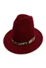 Lady Panama Fedoras Wool Felt Brim Brim Jazz Fedora Chapeaux pour femmes Trilby Derby Gambler Hat avec léopard imprimer en cuir Buckle7408724