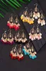 Chandelier en peluche vintage Bohemian 8 Couleurs Round Boucles d'oreilles pendantes pour la femme Fleurs de tissu Boucle d'oreille Boucles fantastiques ethniques D393909383