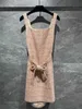 Designer dames casual jurk high -end lente/zomer nieuwe slanke fit slank uiterlijk wit oranje roze veter backless jurk