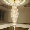 Nordisk villa Crystal Pendant Light Hotel Lobby Large Chandelier Loft Light Luxury Hollow Revolving Long Chandelier