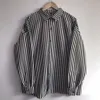 Black and White Striped Trendy Brand Heavy-duty Full Back Embroidered Label Ins Harajuku Street Super Loose Unisex Shirt
