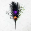 Fleurs décoratives Funny Pumpkin Artifical Flower Branch Ornement Black Halloween atmosphère Décoration Outdoor Garden Horror Decor