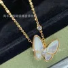 van cl ap Classic Fanjia High Edition S925 Sterling Silver Butterfly Natural White Fritillaria Diamondメッキゴールドネックレス女性INSスタイルカラーチェーンSult