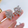 Stud -oorbellen Springlady Real 925 Sterling Silver White Gemstone Fine Jewelry Fashion Flower Ear For Women