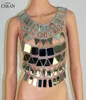 CHRAN MIRROR Perspex Crop Top Cain Brain Bra Collar Collar Cabello Lencería Metálica Bikini Joyas Burning Man EDM CHA3836561