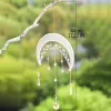 Dekorationer Moon Suncatcher Hanging Crystal Dream Catcher Macrame Ornament Prism Crystal Sun Catcher Rainbw Window Garden Home Decoration