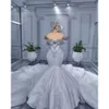 Ebi Mermaid Aso Wedding Arabic Dresses Sparkly Crystals Beaded Lace Bridal Gowns Dress Zj