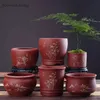 Sadzarki garnki chiński ceramiczny kwiat circular czerwona ceramika fioletowa piasek zen soczyste gospodarstwo domowe oddychające 1 sztuk q240429