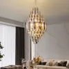 Nordic modern lüks kolye lamba villa oturma odası kristal lamba binası orta kat içi boş otel projesi lüks armatürler
