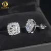 Wholesale Price 5mm-8mm Moissanite Stud Earrings Halo Earrings 925 Sterling Silver Screw Iced out Hip hop Earring for women menDesigner Jewelry