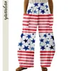 Spodnie damskie Capris American Flag Stripe Star Print Pants Fashion Kobiety Summer Big Direuse Strtwear Graphic Spoders Retro Lady Ubranie Dropshipping Y240429