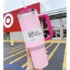 US Stock Pink Flamingo Tubler extincteur H2.0 40oz en acier inoxydable tasses Handle Couvercle et paille 2nd Generation Car Mugs Bottes d'eau GG0429 0429