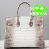 Totes Bag 10A Crocodile Handmade Genuine Leather Himalayan White Luxury Platinum Bag Pure Handmade Imported Skin Womens Bag Sweet Ladies Bag WN-E90S