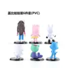 Actie speelgoedcijfers 6pcs Set PVC Gabby Dollhouse Figuur Toy Mercat Cartoon Gepakte dieren Glimlachende Car Cat Hug Gaby Girl Dolls Kids Birthday Gifts T240428