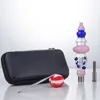 NC103 Environ 6,6 pouces en verre Bong Dab Rige de fumage Pipes Sac Sac Sac 510 Titanium Ceramic Tips Quartz Banger Nail 45/90 degrés Dabber Tool Case colored Dots Decor Glass Pipe