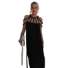 Urban Sexy Dresses Braided Rope Panel Dress Elegant Off Shoulder Maxi Dress with Braided Straps for Women Solid Color Vacation Beach Sundress d240427