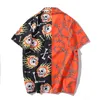 Lila schwarzes Patchwork Vintage Shirt Sommer Männer Hawaiian Short Sleeve Shirt Herren lässig Druck Strandhemden Mann übergroße Top 240428