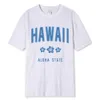 T-shirts masculins hawaii ha lettre d'État imprime les hommes femmes coton coton doux court lâche hip hop t de vêtements t-shirt h240429