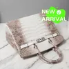 Totes Bag 10A Crocodile Handmade Genuine Leather Himalayan White Luxury Platinum Bag Pure Handmade Imported Skin Womens Bag Sweet Ladies Bag WN-E90S