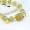 Natural Hetian Jade Square Sugar Lotus Bracelet Exquisite Elegant Sexy Young Girls Selling Fashion Luxury Fine Jewelry 240428