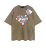 T Shirt For Men 2024 Summer Men's pure Cotton Washed vintage distressed denim Shirts Men Casual T-shirts Love Heart Print Tshirt Short Sleeve tees Man Tops US SIZE