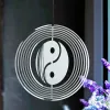装飾Whirligig 3d Yin Yan Yang Wind Spinnerキャッチャーステンレス鋼風水shui chi wind chimes mirror反射庭園の吊り下げ装飾