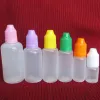 bouteilles de gouttes en plastique vides colorées en gros avec bouchons de bouteille et pointes à aiguille à l'épreuve des enfants DHL gratuitement