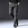 Pantalon masculin 2023 Automne et hiver classique travail élastique Elastic Business Slim Fit Grey Coréen épais décontracté Goods Q240429