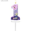 Kaarsen verjaardag nummer 1 kaarsen zeemeermin thema verjaardag kaarsen voor cake roze paarse cijfer kaarsen cake topper met pailletten d240429