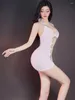 Casual Dresses Sexy Women Bandage Tights Dress Hollow Out Package Hip Micro Mini Oil Glossy Shiny Sheer See Through Club