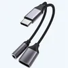 2 In 1 lader- en audiotype C -kabels Oortelefoon Hoofdtelefoonaansluiting ADAPTER CONNECTER KABEL 3,5 mm AUX -hoofdtelefoon voor USB -kabels