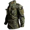 Herren-Trailsuiten Frühling Herbst Cargo Sets Männer im Freien im Freien mit mehreren Tischtätigkeiten-Resistante Jacken Armee Straight Hosen 2 PCs Anzüge atmungsaktiven Kampf