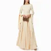 Round Neck Evening Dresses Long A Line Prom Dress Long Sleeve Formal Party Gown for Women