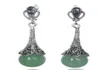 RARE 925 STERLING SILVER NATURAL GREEN gem BEADS MARCASITE EARRINGS 145quot3528288