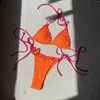 Women's Swimwear Sexy Micro Bikini 2024 Women Pink Halter Weave Bandage Cross Swimsuit Brazilian Beach Bathing Suit Thong Swimming