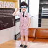 Clothing Sets Children Prom Formal Suits Short Pants Vest Shirts Tie 4pcs Kids Boys Summer Suit For Gentleman Costumes