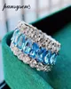 Aankomst eeuwigheid Volledige stenen vingerringen voor vrouwen Men Solid 925 Sterling Silver Aquamarine Emerald Gemstone Ring Cluster8713730