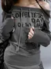 T-shirt féminin Deeptown gothique gris gris épaule gris t-shirt femme harajuku graphique imprimé t-shirt à manches longues rétro y2k top kpop estheticsl2403