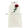 Rose Decoration Dress Women Tight Fitted Dresses Summer Sexy Bodycon Dress Casual Style Sleeveless Dresses