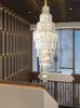Nordisk villa Crystal Pendant Light Hotel Lobby Large Chandelier Loft Light Luxury Hollow Revolving Long Chandelier
