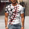 Camisetas masculinas de tamanho grande personalidade Tops 3D Baseball Print T-shirt 2024 Summer Men Men Manga curta Sport casual de pescoço