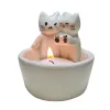 Defina o porta -castiça de desenhos animados de cartoon, adorável, porta -castiça de cartoon para o banheiro de cozinha resina de candlestick de gatinho para o Natal