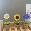 Sonnenblumenhäkeln Blumen handgestrickt Tuilp Blumen Topfgesteckte Häkeln gewebte Blumen Topf Mütter Tag Geschenk Girasol 240424