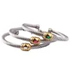Moda de aço inoxidável Twisted Split Ring Zirconia Bangles for Women Wedding Party Luxury Personalized Bracelet Jewelry 240429