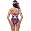 Swimwear Women's European and American MAINTRAGES Femmes High Taist Cover Belly Totem Printing Bikini