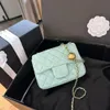 2024 summer explosive fashion design women's small golden ball square fat high-quality sheepskin print original hardware super all-in-one crossbody bag