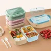 Bento Boxes Lunchbox mit Schreibtisch quadratisch Split Microwave Lunch Lecksof Food Container Picknick und Q240427